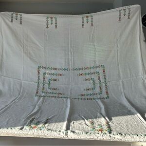 Embroidered White Tablecloth